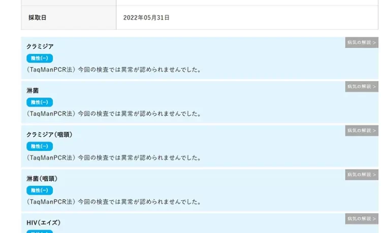 性病検査結果